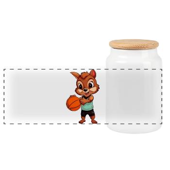 Joueur de basket-ball Squirrel - Boîte à biscuits avec couvercle en bois - blanc - Devant