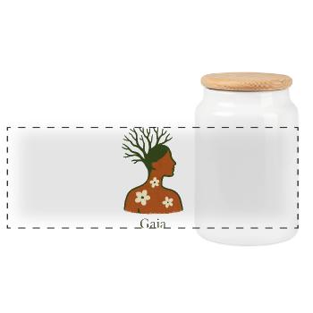 Gaia - Mother Nature - Tree of Life - Panoramic Cookie Jar with Wooden Lid - white - Front