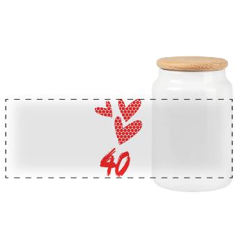 40. 40 YEARS. 40th ANNIVERSARY. 40 YEARS ANNIVERSARY. - Panoramic Cookie Jar with Wooden Lid - white - Front
