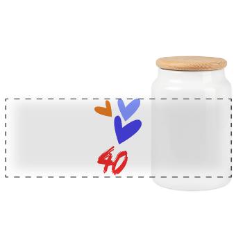 40. 40 YEARS. 40th ANNIVERSARY. 40 YEARS ANNIVERSARY. - Panoramic Cookie Jar with Wooden Lid - white - Front