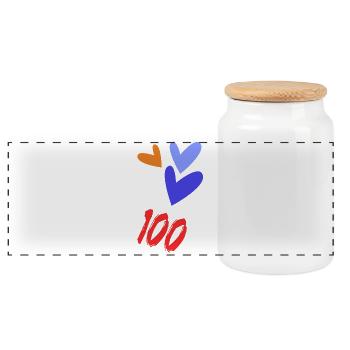 100. 100 YEARS. 100th ANNIVERSARY. BIRTHDAY 100 - Panoramic Cookie Jar with Wooden Lid - white - Front