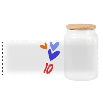10. 10 YEARS. 10th ANNIVERSARY. 10 YEAR ANNIVERSARY. - Panoramic Cookie Jar with Wooden Lid - white - Front