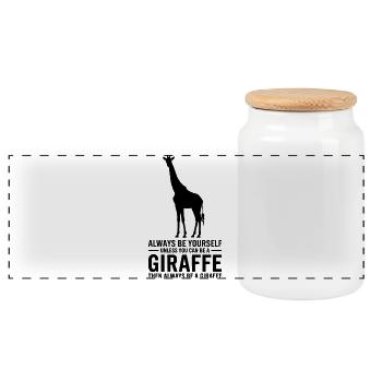 Giraffe Sayings Giraffe Funny Giraffe Gift - Panoramic Cookie Jar with Wooden Lid - white - Front