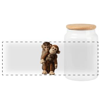 Viral Punch Monkey Geschenkidee Souvenir - Panorama Keksdose mit Holzdeckel - Weiß - Vorne