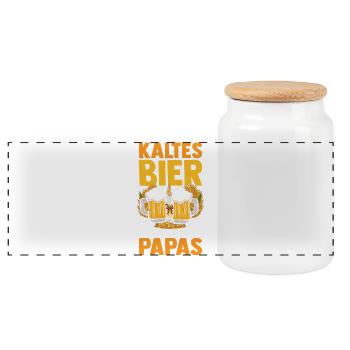 Bière, fête des pères, papa, papa - Boîte à biscuits avec couvercle en bois - blanc - Devant