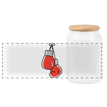 Icône des gants de boxe - Boîte à biscuits avec couvercle en bois - blanc - Devant