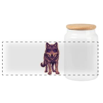 Loup avec des lunettes de soleil - Boîte à biscuits avec couvercle en bois - blanc - Devant