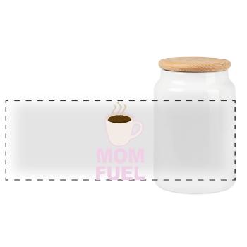 Mom Fuel – Coffee Powered Mom Design - Panorama Keksdose mit Holzdeckel - Weiß - Vorne