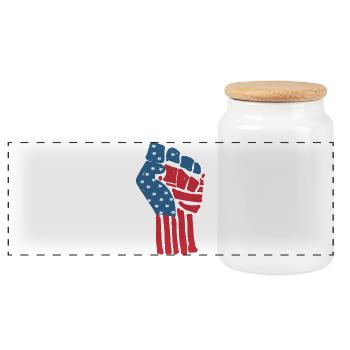 Drapeau USA sur un poing serré levé - Boîte à biscuits avec couvercle en bois - blanc - Devant