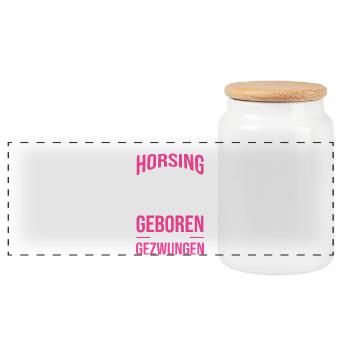 Steckenpferd Hobbyhorse Hobby Horsing - Panorama Keksdose mit Holzdeckel - Weiß - Vorne