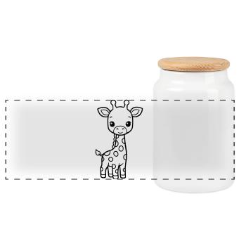 Niedliche Baby-Giraffe – Schwarz und Weiß - Panorama Keksdose mit Holzdeckel - Weiß - Vorne