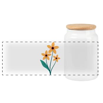 Blume - Panorama Keksdose mit Holzdeckel - Weiß - Vorne