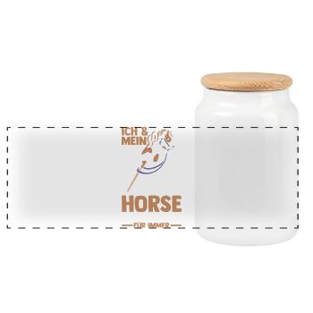 Steckenpferd Hobbyhorse Hobby Horsing - Panorama Keksdose mit Holzdeckel - Weiß - Vorne