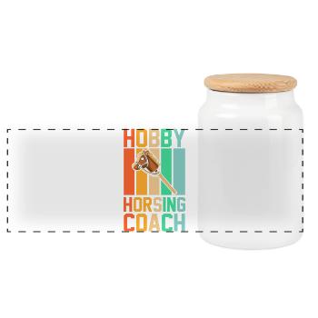 Steckenpferd Hobbyhorse Hobby Horsing - Panorama Keksdose mit Holzdeckel - Weiß - Vorne