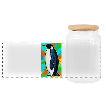 pingouin - Boîte à biscuits avec couvercle en bois - blanc - Devant