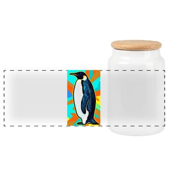 pingouin - Boîte à biscuits avec couvercle en bois - blanc - Devant
