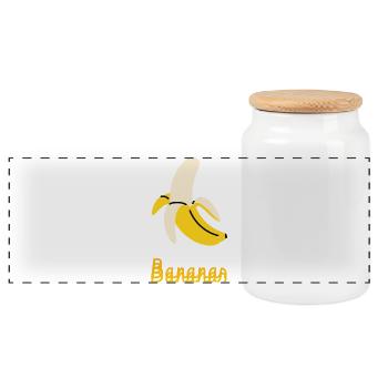 Bananen-Pop-Art-Grafik – Lustiges Bananen-Frucht-Design - Panorama Keksdose mit Holzdeckel - Weiß - Vorne