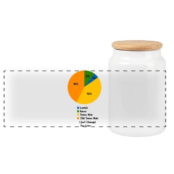 Tennis Life Pie Chart Player Court Hobby - Panoramic Cookie Jar with Wooden Lid - white - Front