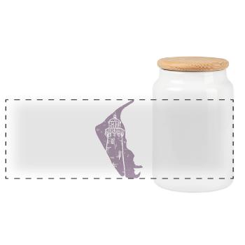 Amrum Silhouette du phare de la mer du Nord Grunge - Boîte à biscuits avec couvercle en bois - blanc - Devant