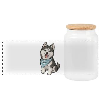 Husky Joy Sky Bandana - Panorama Keksdose mit Holzdeckel - Weiß - Vorne