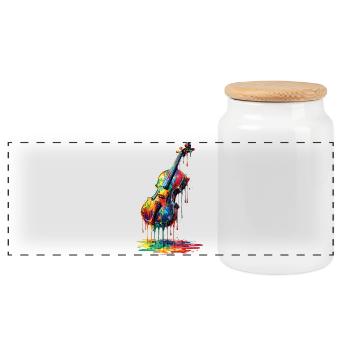 Violon avec de la peinture qui goutte - Boîte à biscuits avec couvercle en bois - blanc - Devant