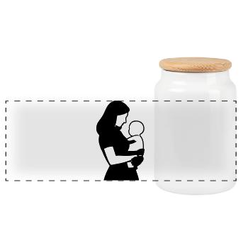 T-shirt Maman Bébé - Mother Love Silhouette - Boîte à biscuits avec couvercle en bois - blanc - Devant