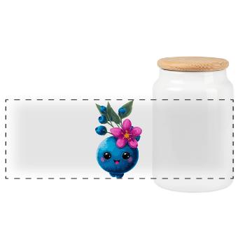 Ami aux myrtilles avec fleur - Boîte à biscuits avec couvercle en bois - blanc - Devant