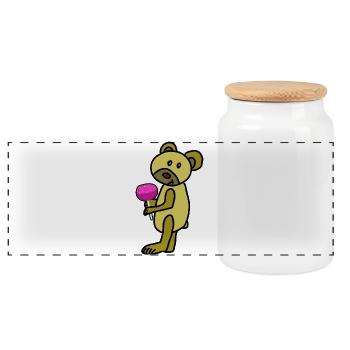 Toutou Ours Sucette Enfants Bébé - Boîte à biscuits avec couvercle en bois - blanc - Devant