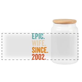 Epic Wife Since 2002 - Panoramic Cookie Jar with Wooden Lid - white - Front