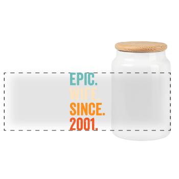 Épouse épique depuis 2001 - Boîte à biscuits avec couvercle en bois - blanc - Devant