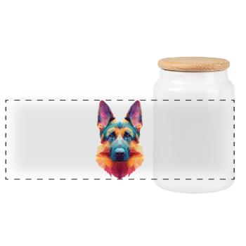 Chien de berger - Boîte à biscuits avec couvercle en bois - blanc - Devant