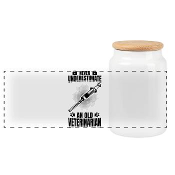 Veterinarian Grandpa - Panoramic Cookie Jar with Wooden Lid - white - Front