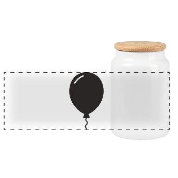 Ballon – Fête, Légèreté et Bonne Humeur - Boîte à biscuits avec couvercle en bois - blanc - Devant