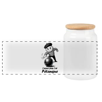 J'peux pas j'ai pétanque - Boîte à biscuits avec couvercle en bois - blanc - Devant