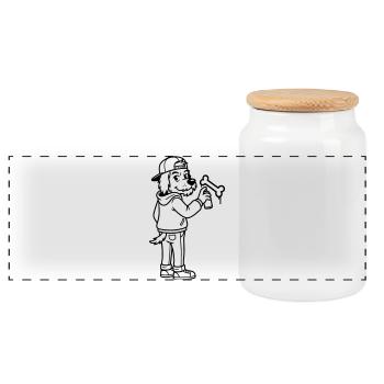 Street Art Graffiti - Panoramic Cookie Jar with Wooden Lid - white - Front