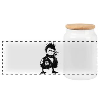 Punk Duckling - Panoramic Cookie Jar with Wooden Lid - white - Front