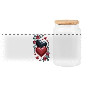 T-shirt Heart Roses - Roses rouges et cœurs - Boîte à biscuits avec couvercle en bois - blanc - Devant
