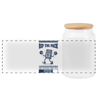 Rip The Pack Collect Em Win Big Trading Card - Panoramic Cookie Jar with Wooden Lid - white - Front