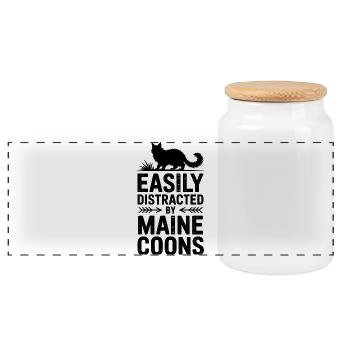 Maine Coon Sayings Cat Joke Maine Coon Gift - Panoramic Cookie Jar with Wooden Lid - white - Front