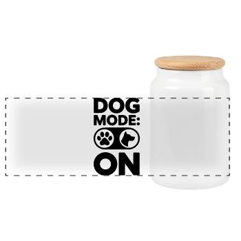 Dog Mode Active Logo - Panoramic Cookie Jar with Wooden Lid - white - Front