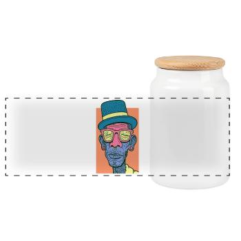 Hip Hop Face #7 - Panorama Keksdose mit Holzdeckel - Weiß - Vorne