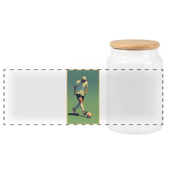 Football player #3 - Panoramic Cookie Jar with Wooden Lid - white - Front