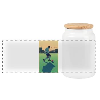Joueur de football #5 - Boîte à biscuits avec couvercle en bois - blanc - Devant