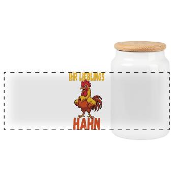  Ihr Lieblings Hahn Lustiger Hahn Cartoon - Panorama Keksdose mit Holzdeckel - Weiß - Vorne