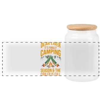 Camping Bonfire Camp Life Forest Camper - Panorama Keksdose mit Holzdeckel - Weiß - Vorne