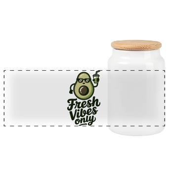 Avocado Sommer Shirt Geschenk für Avocado Fans - Panorama Keksdose mit Holzdeckel - Weiß - Vorne