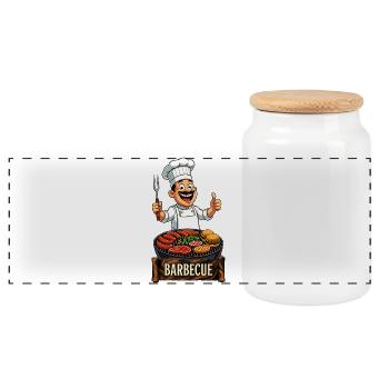 Cuisez au barbecue rond - Boîte à biscuits avec couvercle en bois - blanc - Devant