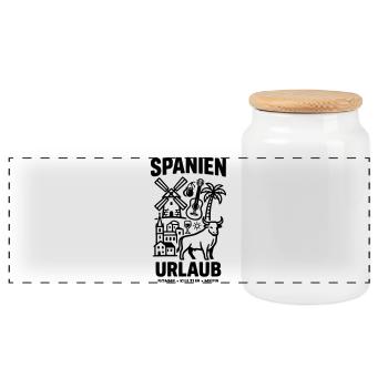 Spanien Urlaub - Panorama Keksdose mit Holzdeckel - Weiß - Vorne