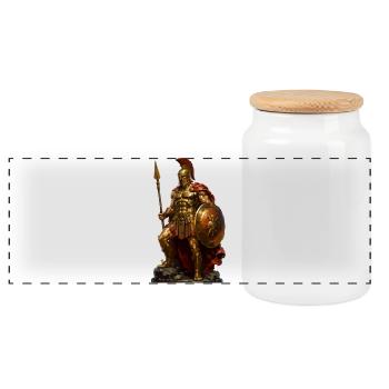 Gladiateur romain - Boîte à biscuits avec couvercle en bois - blanc - Devant