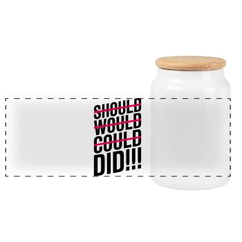Devrait, voudrait, aurait pu, avait fait motivation - Boîte à biscuits avec couvercle en bois - blanc - Devant